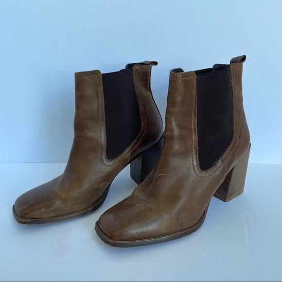 Aldo Leather Booties, Brown, Square Toe, Size US10/EU 40 - Picture 1 of 8